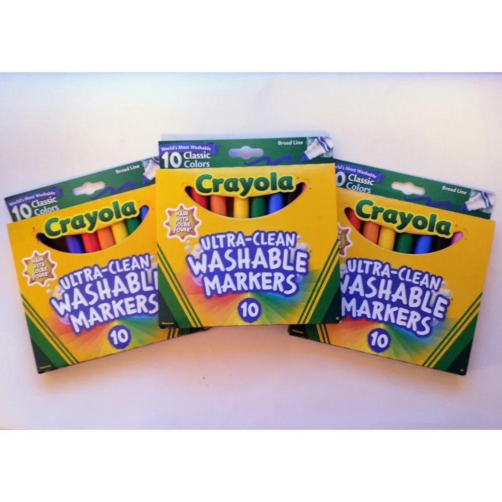 Crayola Ultra-Clean Washable Broad Line Markers, 10 Ct School Supplies, Lot Of 3